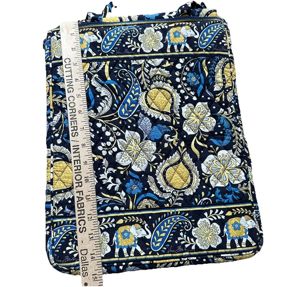 Vera Bradley Ellie Laptop Travel Tote Bag 15x11.5 Inch Blue Checkpoint Friendly